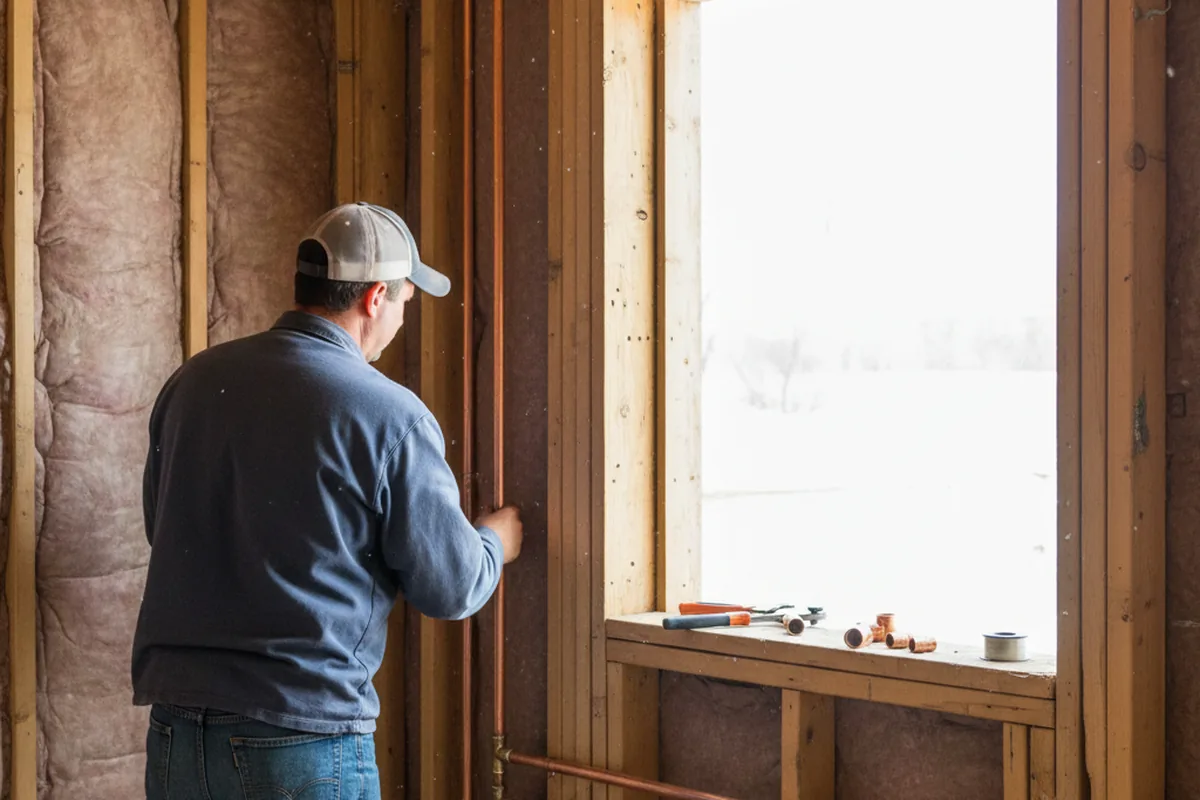 Licensed plumber running new copper supply lines in a Brecksville home